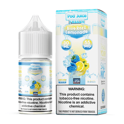 Pod Juice TFN SALTS E-Liquid - Blue Razz Lemonade Freeze, 30mL with Packaging