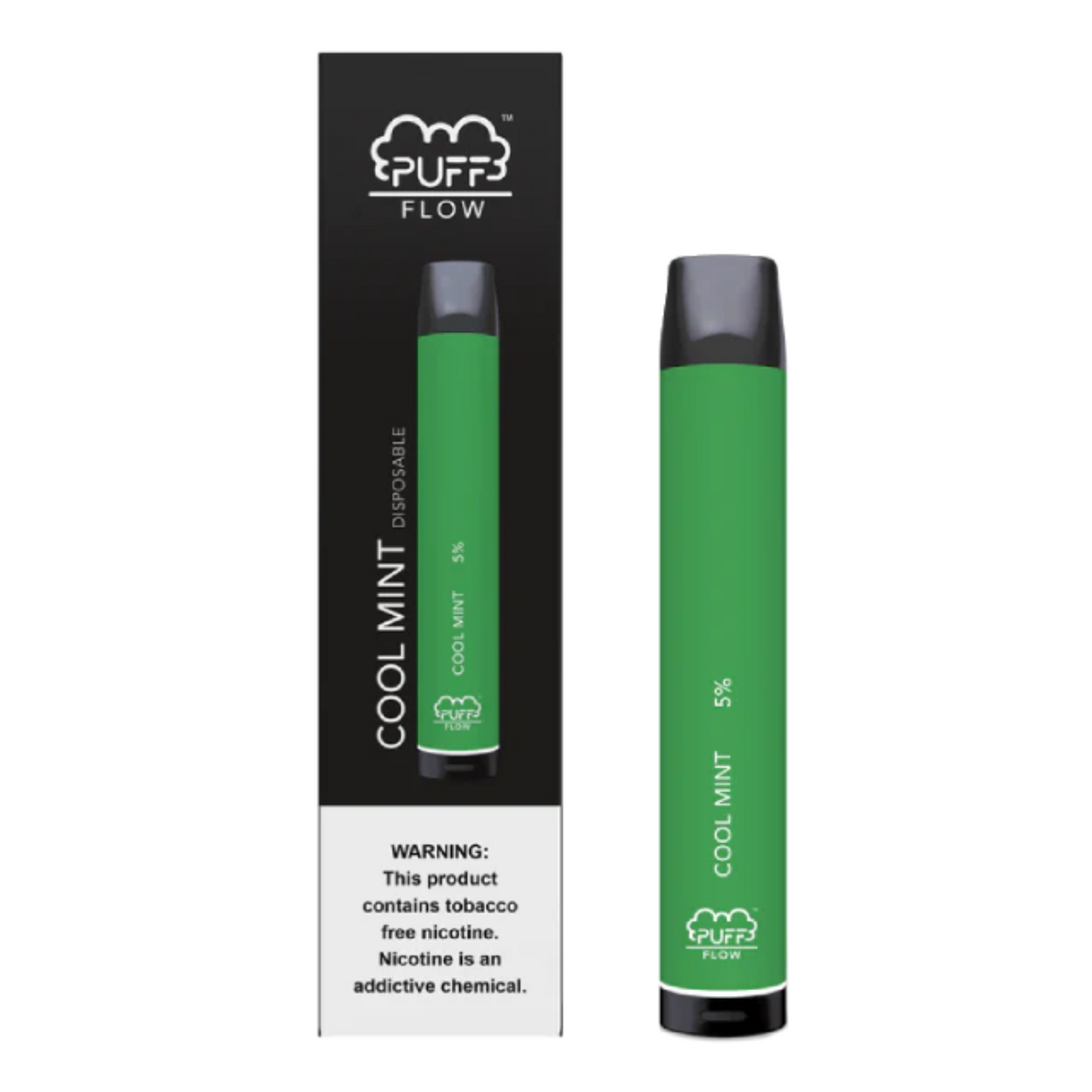 Puff Flow Tobacco-Free Nicotine Disposable | 1800 Puffs | 6mL Cool Mint with Packaging