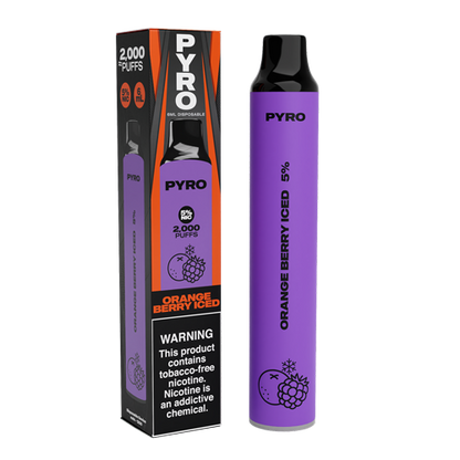 Pyro Disposable | 2000 Puffs | 6mL Orange Berry Iced with Packaging