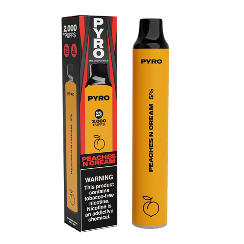 Pyro Disposable | 2000 Puffs | 6mL Peaches N Cream with Packaging