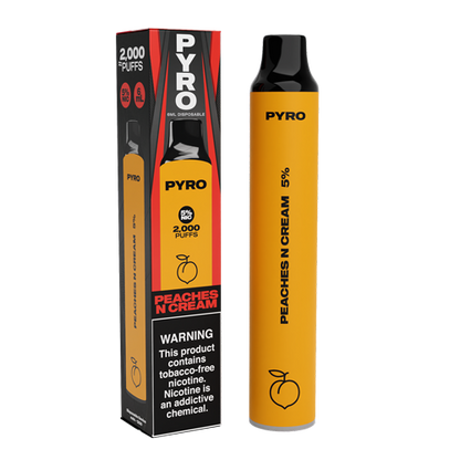 Pyro Disposable | 2000 Puffs | 6mL Peaches N Cream with Packaging