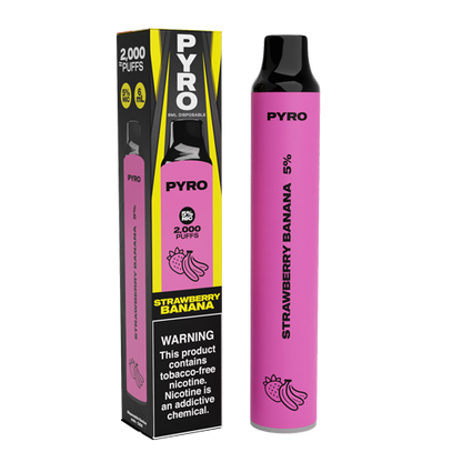 Pyro Disposable | 2000 Puffs | 6mL Strawberry Banana with Packaging