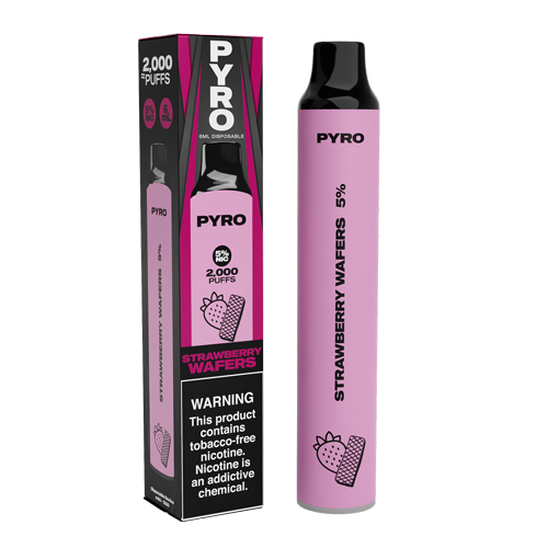 Pyro Disposable | 2000 Puffs | 6mL Strawberry Wafers with Packaging