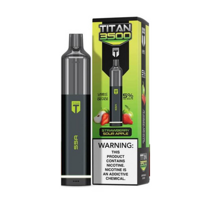 Titan Disposable | 3500 Puffs Strawberry Sour Apple with Packaging