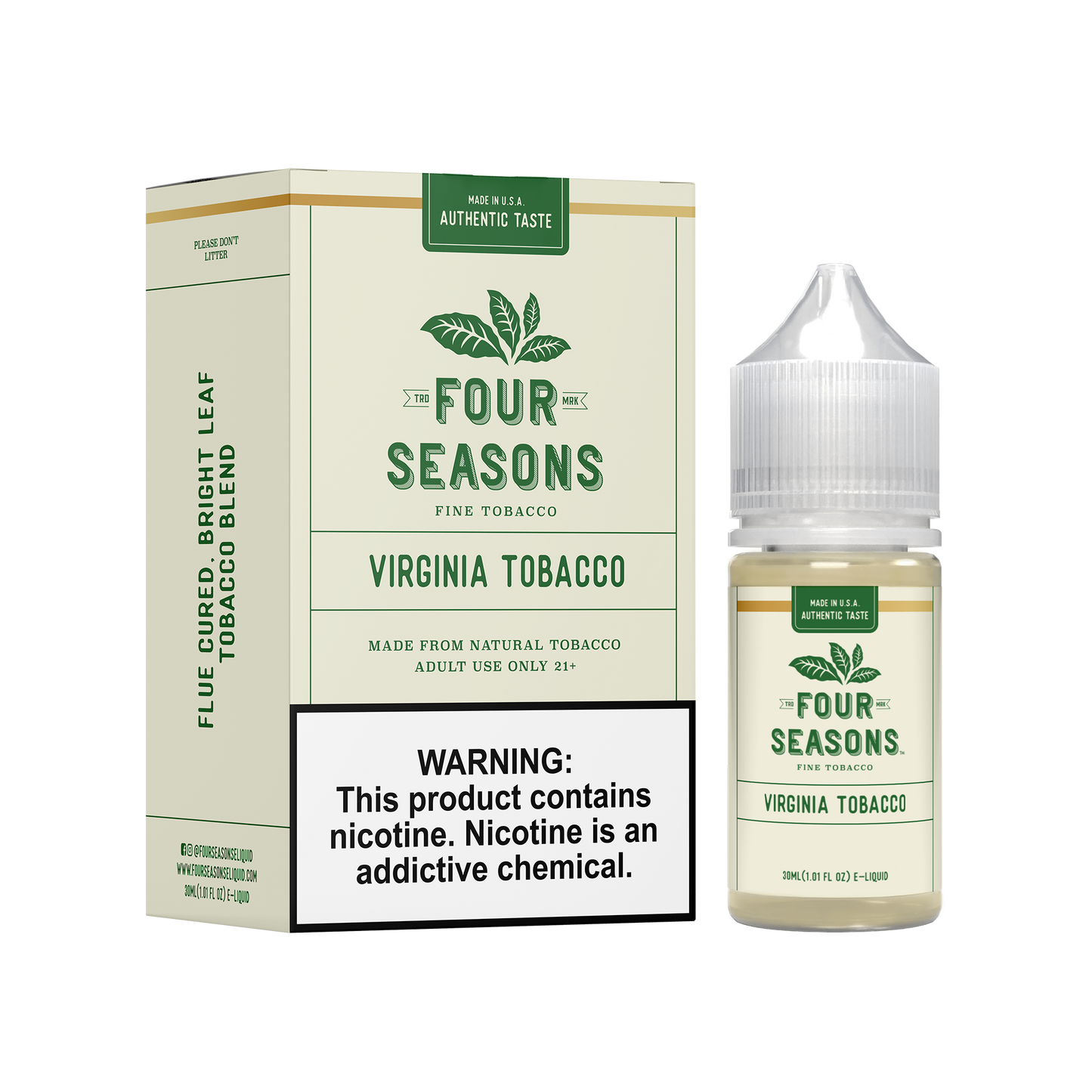 Virginia Tobacco | Four Seasons Salts | 30mL with packaging