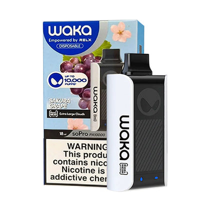 WAKA SoPro PA10000 Disposable 10000 Puffs 18mL 30mg Sakura Grape with packaging