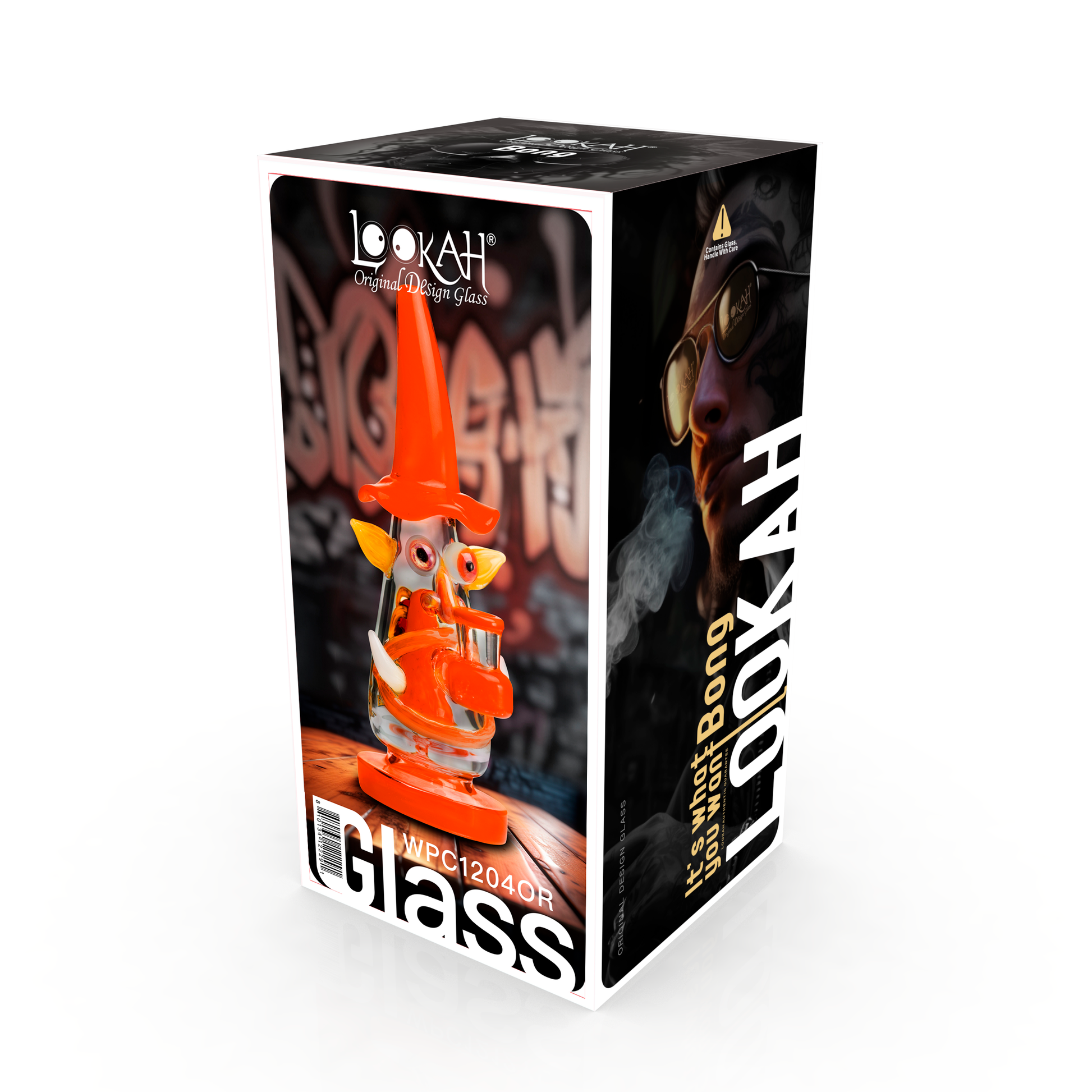 Lookah - 9″ Mini Wizard Glass Dab Rig (WPC1204) | Orange with packaging