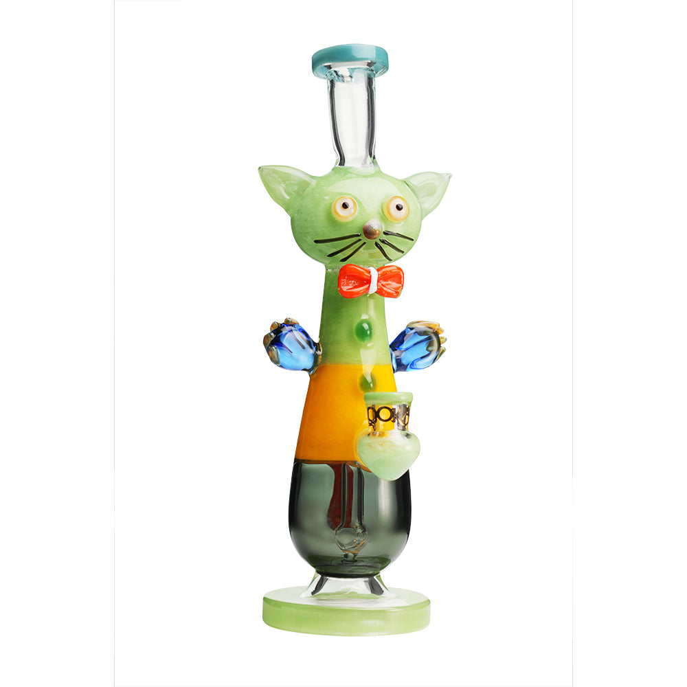 Lookah - 12″ Cute Cat Gentleman Water Pipe (WPC1207) | Green