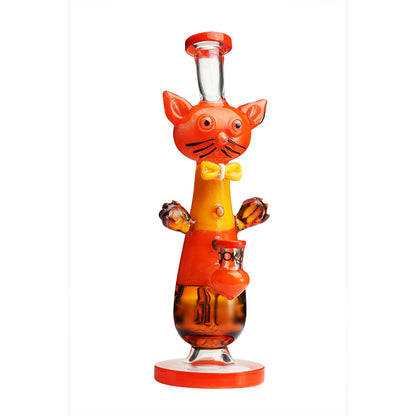 Lookah - 12″ Cute Cat Gentleman Water Pipe (WPC1207) | Orange