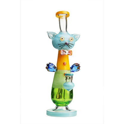 Lookah - 12″ Cute Cat Gentleman Water Pipe (WPC1207) | Wathet Blue