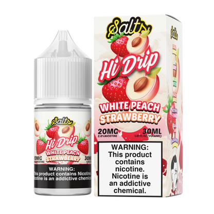 White Peach Strawberry | Hi-Drip Salts | 30ml 20mg bottle with packaging