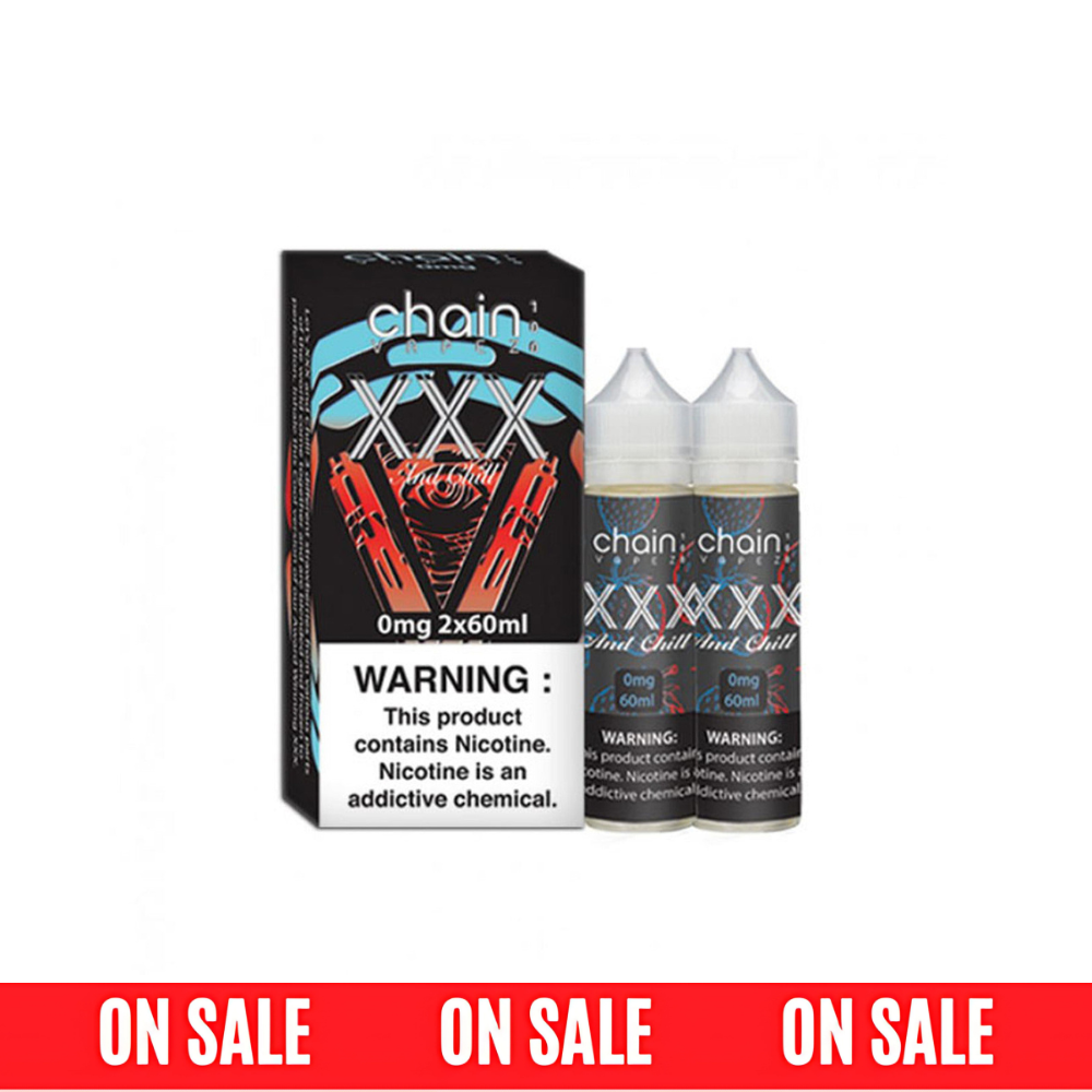 Chain Vapez Series E-Liquid | x2-60mL (120mL) | 0mg | XXX and Chill with packaging On Sale