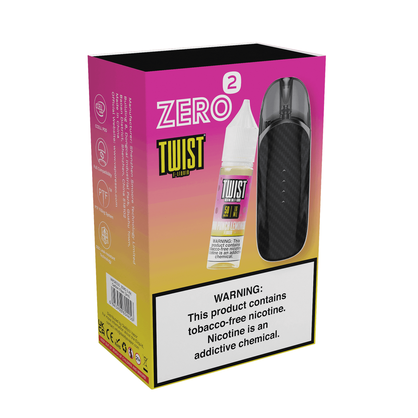 Pink No.1 (Pink Punch) by Twist Zero2 Collab Bundle Twist Salt Carbon Fiber Black Pink No 1 Pink Punch with Packaging