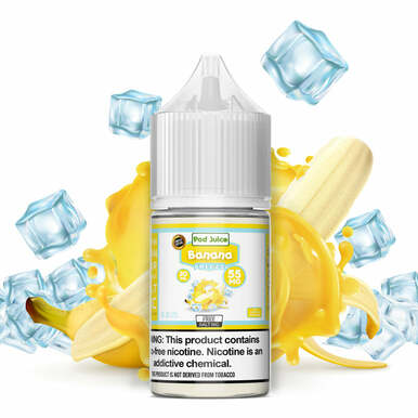Pod Juice TFN SALTS E-Liquid - Banana Freeze, 30mL with background