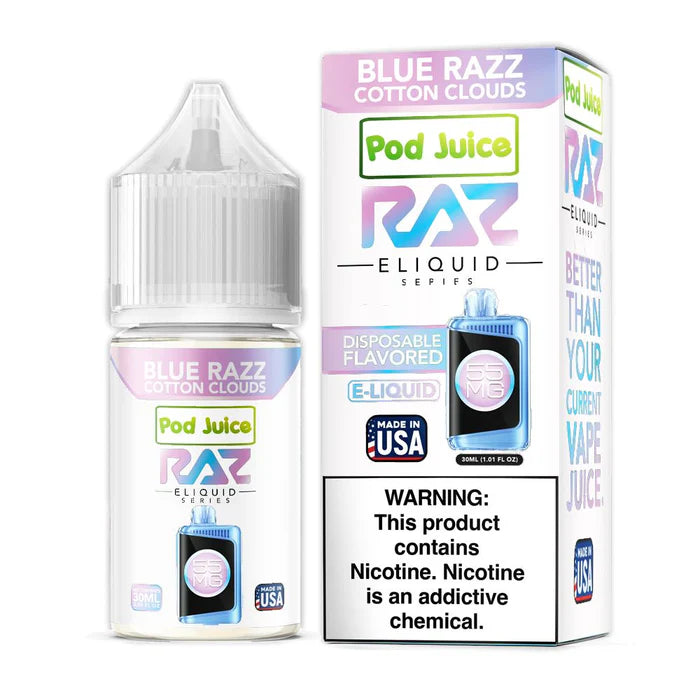 Blue Razz Cotton Clouds | Pod Juice x RAZ Salt | 30ml