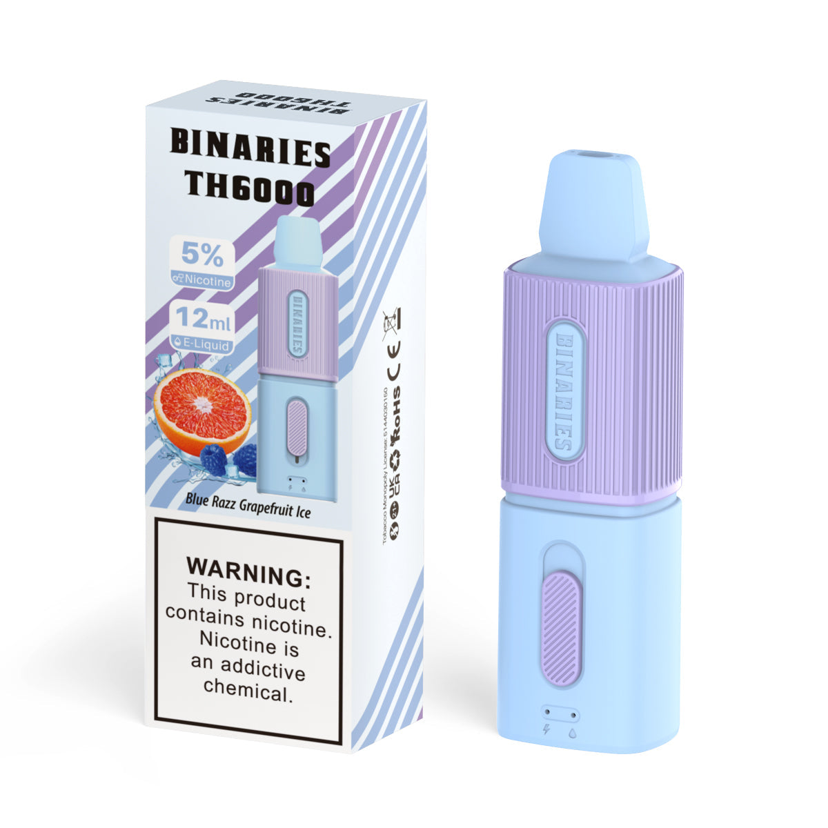 Binaries Cabin TH6000 Disposable | 6000 Puffs | 12mL | 50mg Blue Razz Grapefruit Ice with Packaging