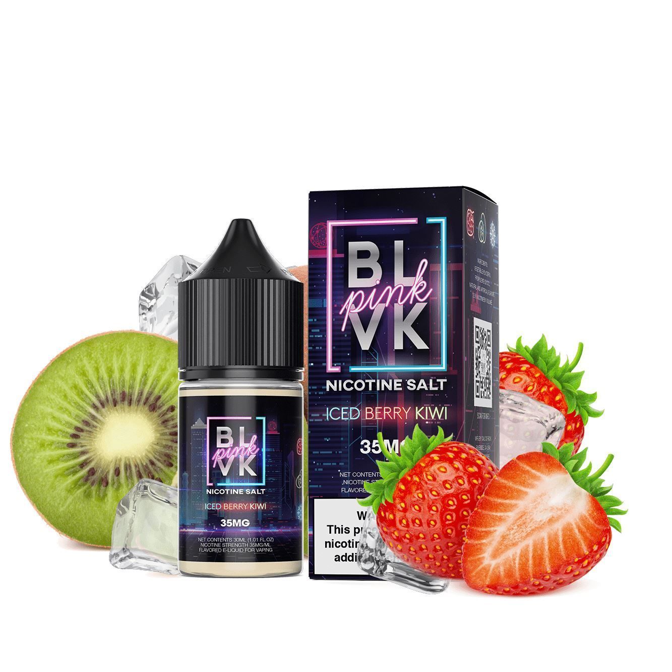 Strawberry Kiwi Ice by BLVK TFN Pink Salt 30mL with Background