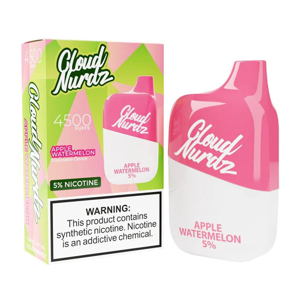 Cloud Nurdz (Dispo) (4500Puff) 0% (12mL) | Apple Watermelon with packaging