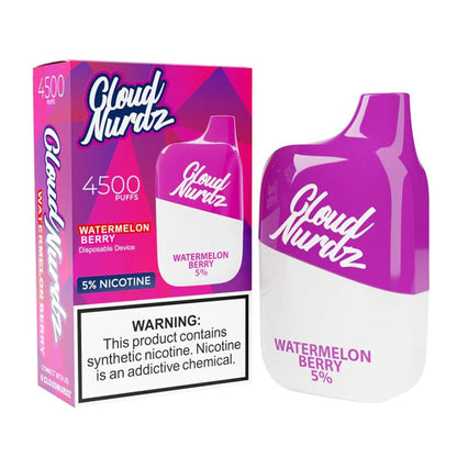 Cloud Nurdz (Dispo) (4500Puff) 0% (12mL) | Watermelon Berry with packaging