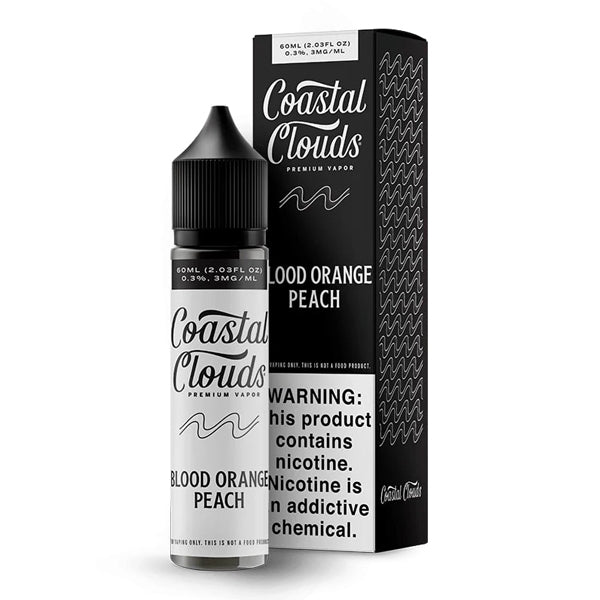 Coastal Clouds Series E-Liquid Series 60mL (Freebase) | Blood Orange Peach with packaging