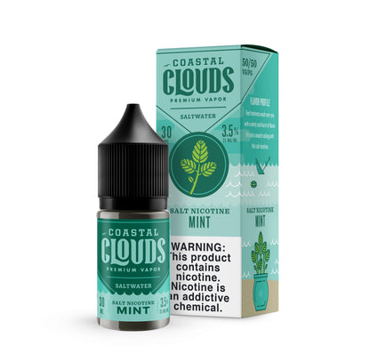 Saltwater Menthol by Coastal Clouds Salt Series 30mL (Salt Nic)  colored with Packaging