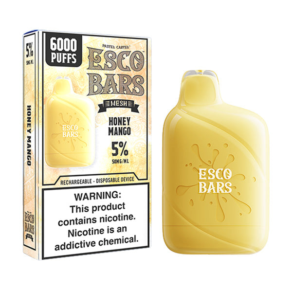 Esco Bars Mesh Disposable | 6000 Puffs | 15mL | 5% Honey Mango with Packaging