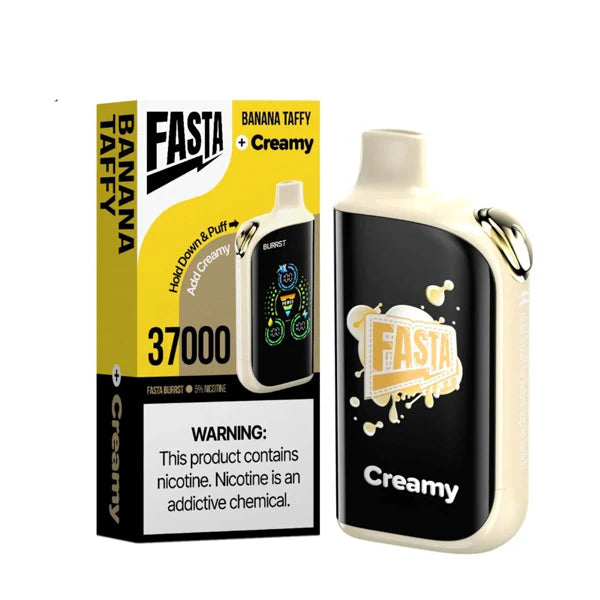Fasta Burrst 37K Disposable, 25mL Banana Taffy (Creamy) with Packaging