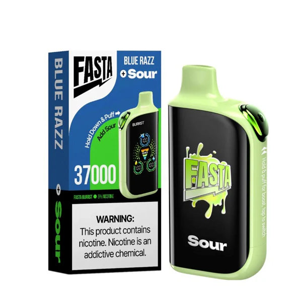 Fasta Burrst 37K Disposable, 25mL Blue Razz (Sour) with Packaging