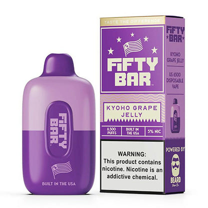 Fifty Bar Disposable 6500 Puffs 16mL 50mg Kyoho Grape Jelly with Packaging