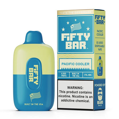 Fifty Bar Disposable 6500 Puffs 16mL 50mg Pacific Cooler with Packaging