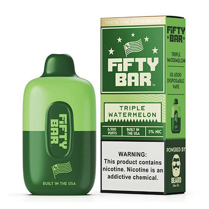 Fifty Bar Disposable 6500 Puffs 16mL 50mg Triple Watermelon with Packaging