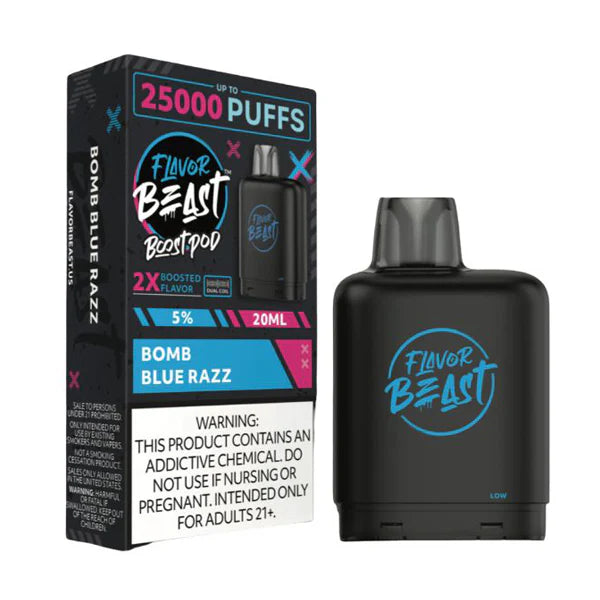 Flavor Beast Boost Starter Kit (25000Puffs)(20mL) | Bomb Blue Razz with packaging