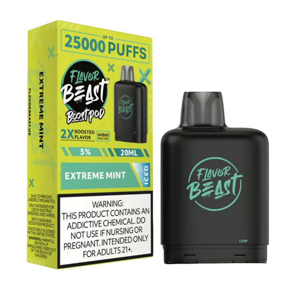 Flavor Beast Boost Starter Kit (25000Puffs)(20mL) | Extreme Mint Iced with packaging