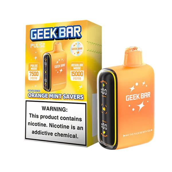 Geek Bar Pulse Disposable | 15000 Puffs | 16mL | 50mg | Orange Mint Savers with packaging