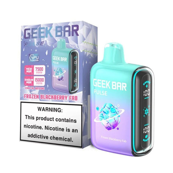 Geek Bar Pulse (Dispo) 15000 Puffs (16mL) Frozen Edt. | Frozen Blackberry Fab with packaging