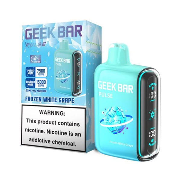 Geek Bar Pulse (Dispo) 15000 Puffs (16mL) Frozen Edt. | Frozen white Grape with packaging