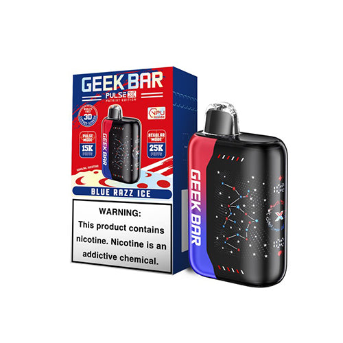 Geek Bar Pulse X  (Dispo) (25000Puff)(18mL) Patriot Edition | Blue Razz Ice with packaging