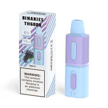 Binaries Cabin TH6000 Disposable | 6000 Puffs | 12mL | 50mg Grape Ice with Packaging