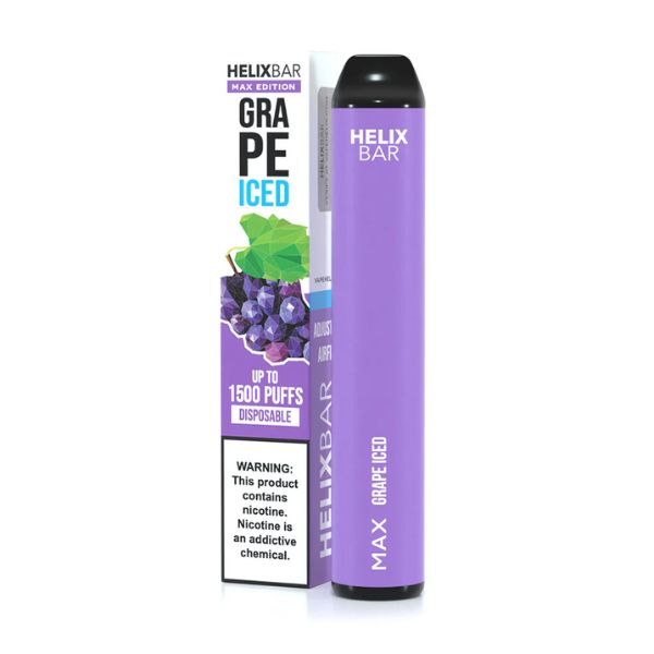 HelixBar Max Disposable | 1500 Puffs | 5.6mL Grape Iced with Packaging