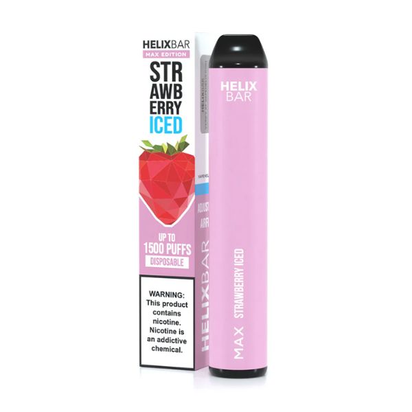 HelixBar Max Disposable | 1500 Puffs | 5.6mL Strawberry Iced with Packaging