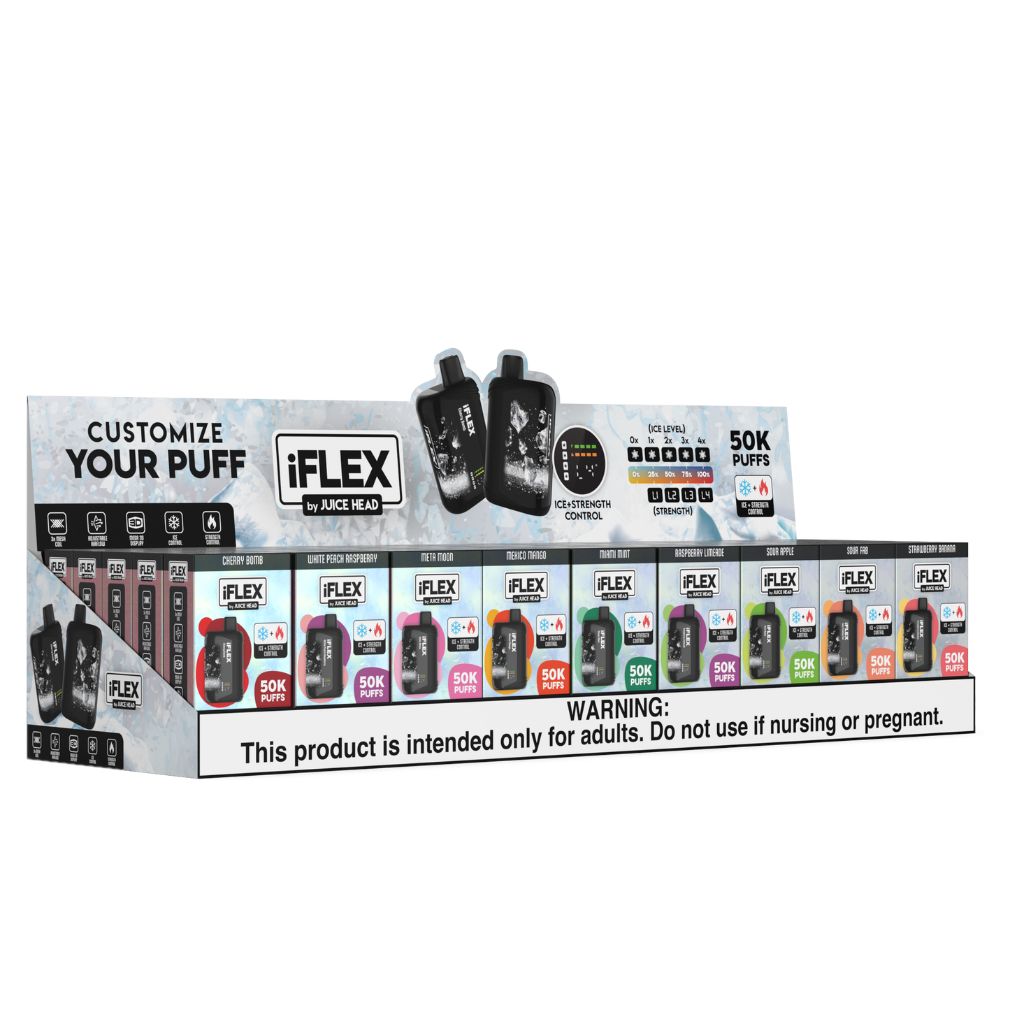 Juice Head iFlex Nixodine 50K Disposable Group Photo with Packaging