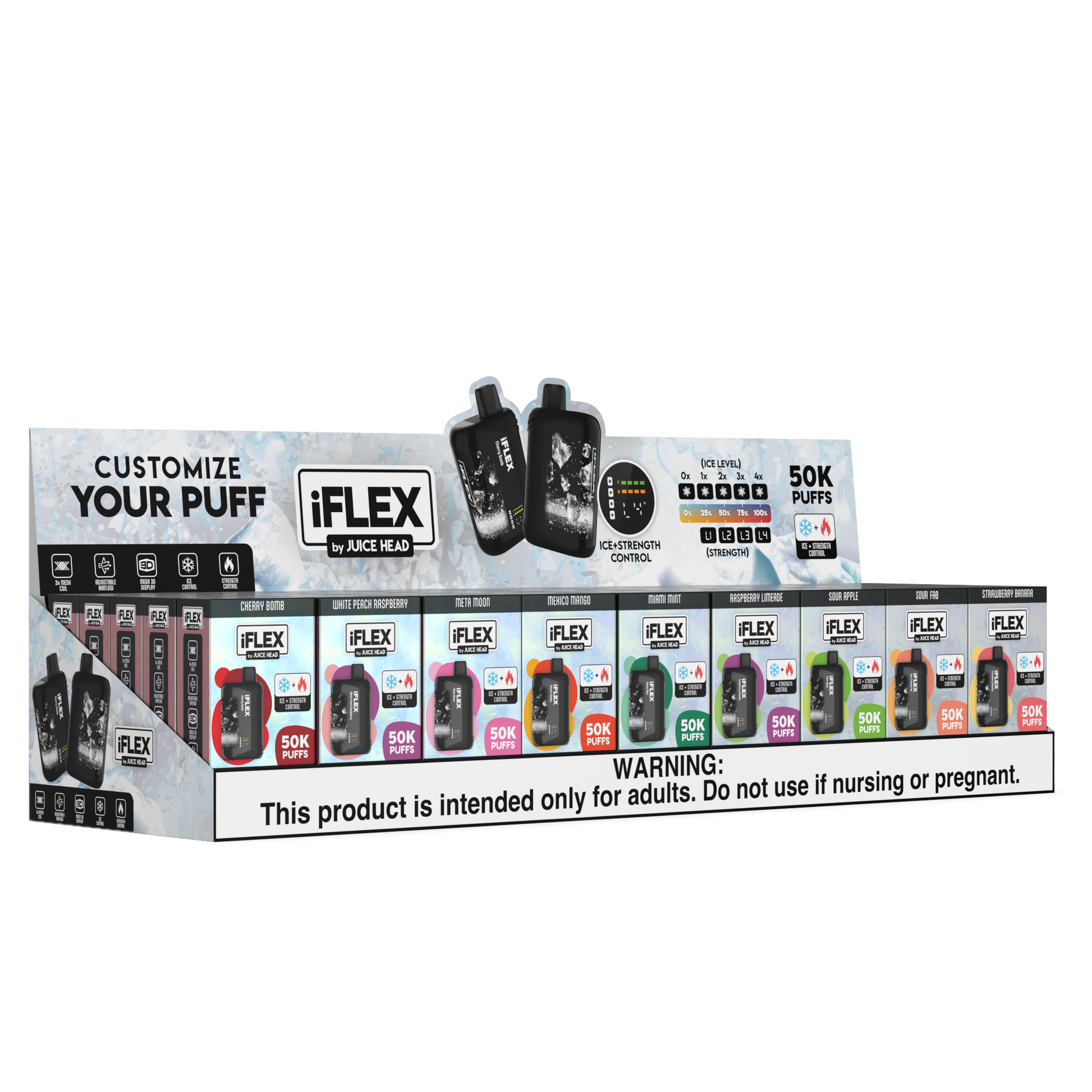 Juice Head iFlex Nixodine 50K Disposable Group Photo with Packaging