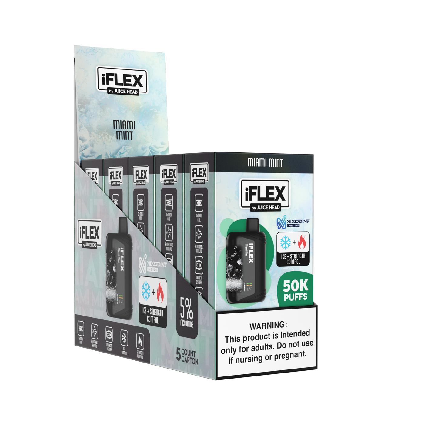 Juice Head iFlex Nixodine 50K Disposable Miami Mint with Packaging