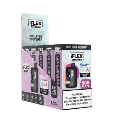 Juice Head iFlex Nixodine 50K Disposable White Peach Raspberry with Packaging