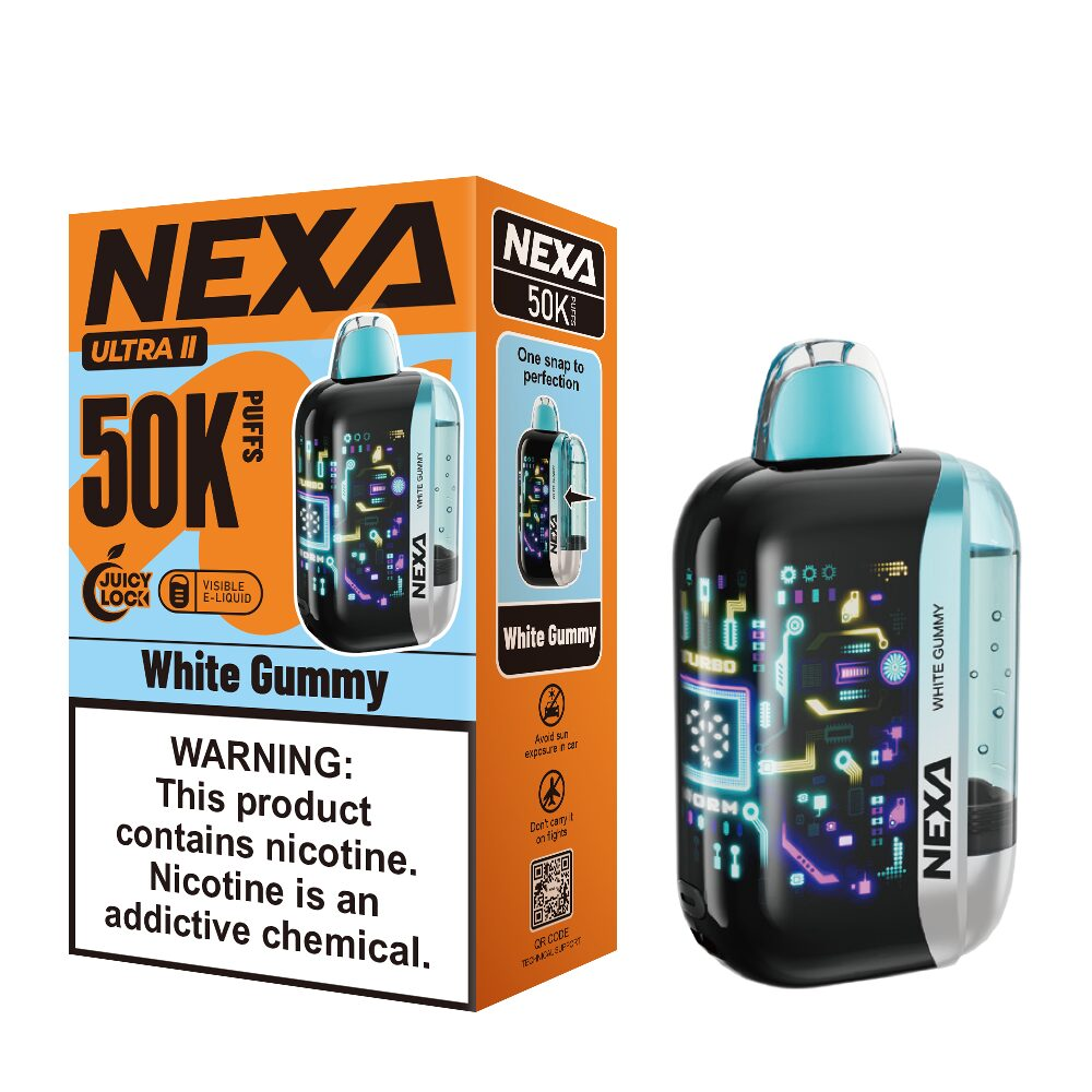 NEXA Ultra 2 50K Disposable White Gummy with Packaging