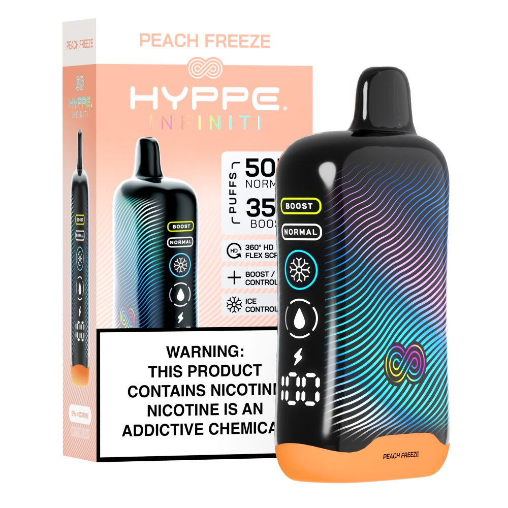Hyppe Infiniti Disposable Peach Freeze with packaging