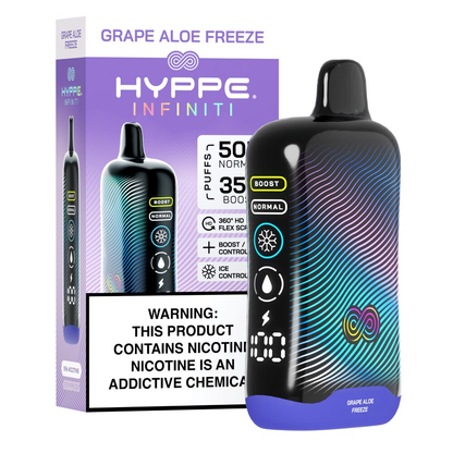 Hyppe Infiniti Disposable Grape Aloe Freeze with packaging