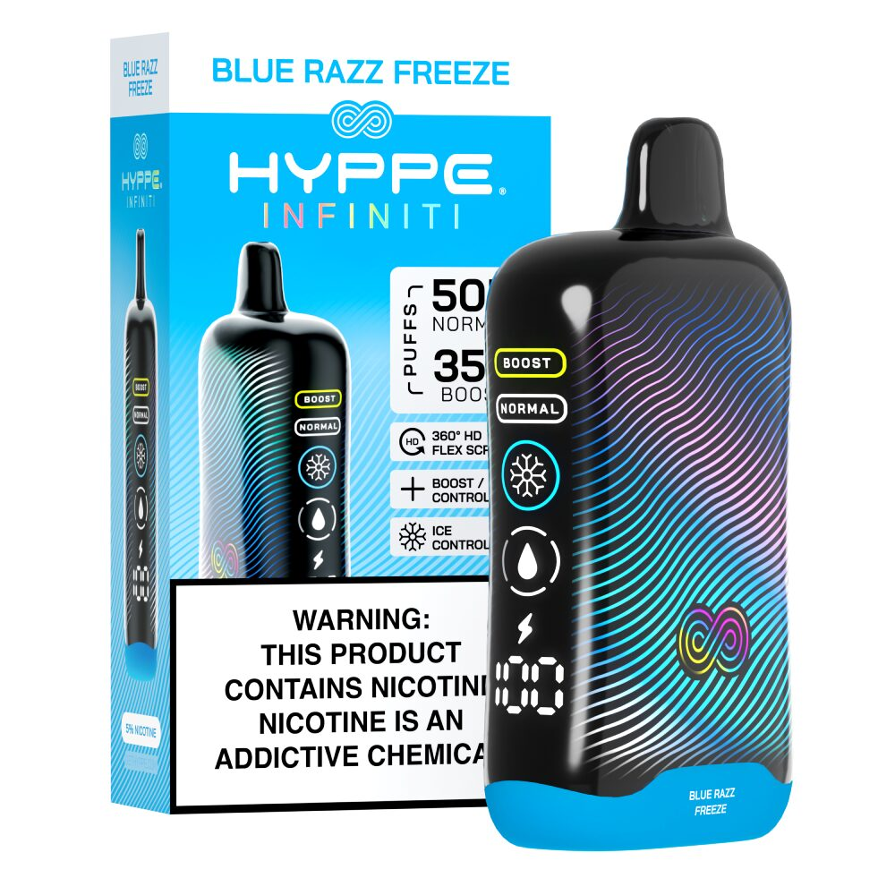 Hyppe Infiniti Disposable Blue Razz Freeze with packaging