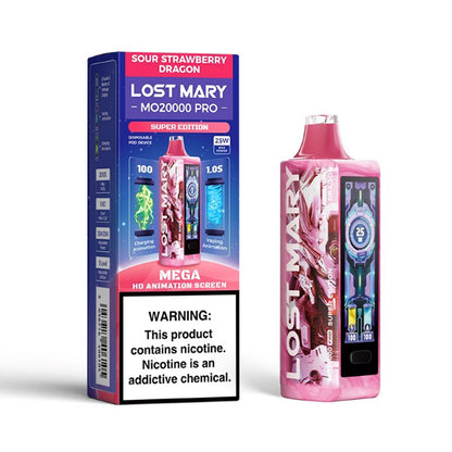 Lost Mary MO20000 Pro - 20000 Puffs Disposable - 18mL 50mg | Strawberry Dragon with Packaging