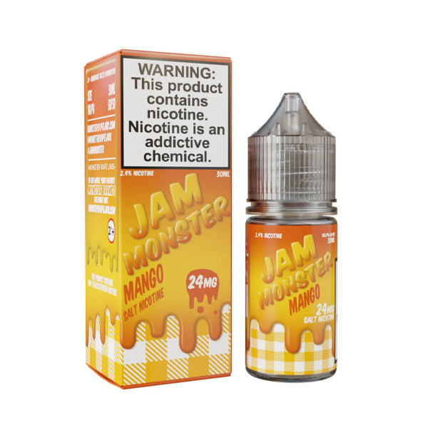 Mango | Jam Monster Salts | 30mL 24mg bottle with packaging